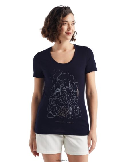 Icebreaker Women Merino Tech Lite II Short Sleeve Scoop T-Shirt Circle Z04NXR930 Clothing Midnight Navy