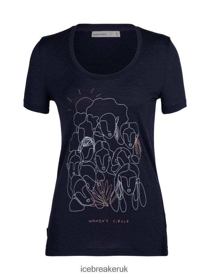 Icebreaker Women Merino Tech Lite II Short Sleeve Scoop T-Shirt Circle Z04NXR930 Clothing Midnight Navy - Image 7