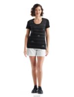 Icebreaker Women Merino Tech Lite II Short Sleeve Scoop T-Shirt Hill Sprint Z04NXR927 Clothing Black - Image 2
