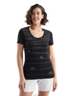 Icebreaker Women Merino Tech Lite II Short Sleeve Scoop T-Shirt Hill Sprint Z04NXR927 Clothing Black