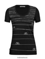 Icebreaker Women Merino Tech Lite II Short Sleeve Scoop T-Shirt Hill Sprint Z04NXR927 Clothing Black - Image 7