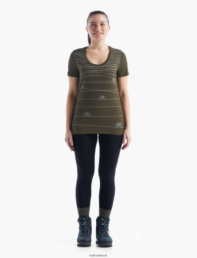 Icebreaker Women Merino Tech Lite II Short Sleeve Scoop T-Shirt Hill Sprint Z04NXR928 Clothing Loden - Image 2