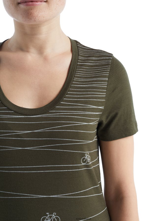 Icebreaker Women Merino Tech Lite II Short Sleeve Scoop T-Shirt Hill Sprint Z04NXR928 Clothing Loden - Image 5