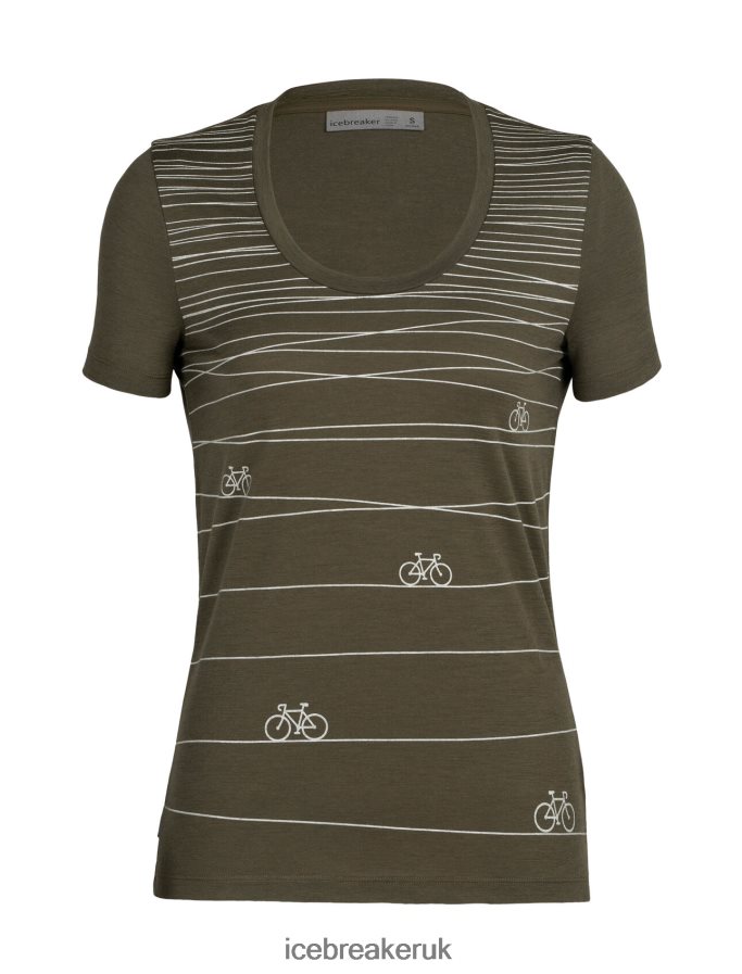 Icebreaker Women Merino Tech Lite II Short Sleeve Scoop T-Shirt Hill Sprint Z04NXR928 Clothing Loden - Image 8