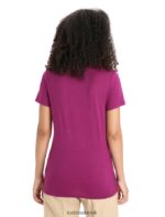 Icebreaker Women Merino Tech Lite II Short Sleeve Scoop T-Shirt Nature Celebration Z04NXR631 Clothing Go Berry - Image 2
