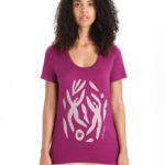 Icebreaker Women Merino Tech Lite II Short Sleeve Scoop T-Shirt Nature Celebration Z04NXR631 Clothing Go Berry