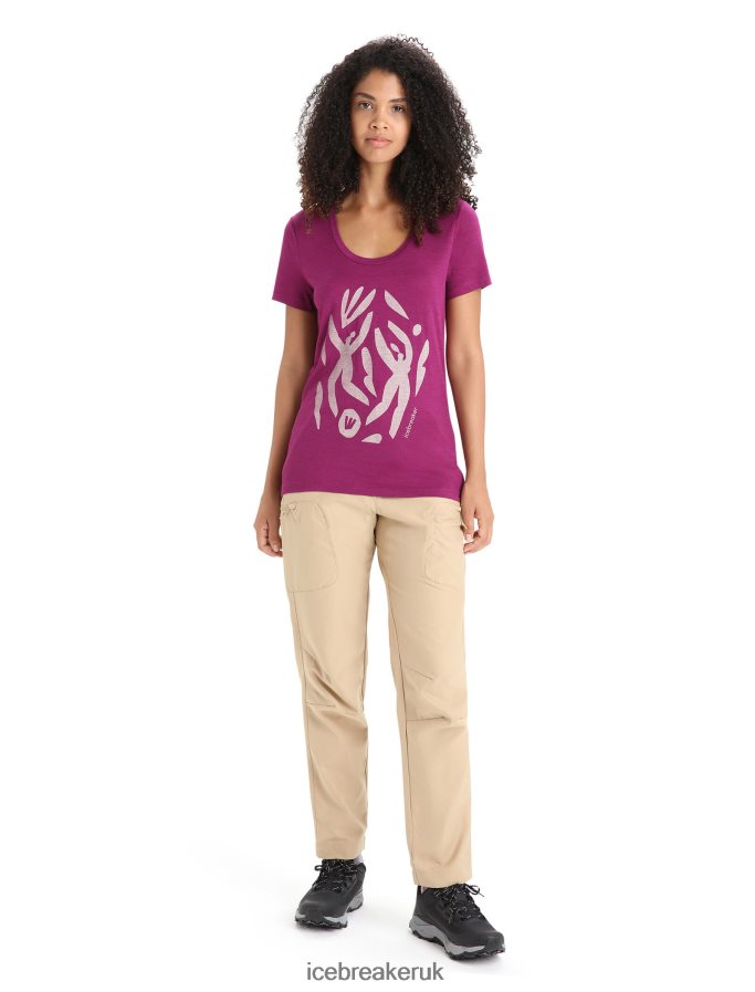 Icebreaker Women Merino Tech Lite II Short Sleeve Scoop T-Shirt Nature Celebration Z04NXR631 Clothing Go Berry - Image 3