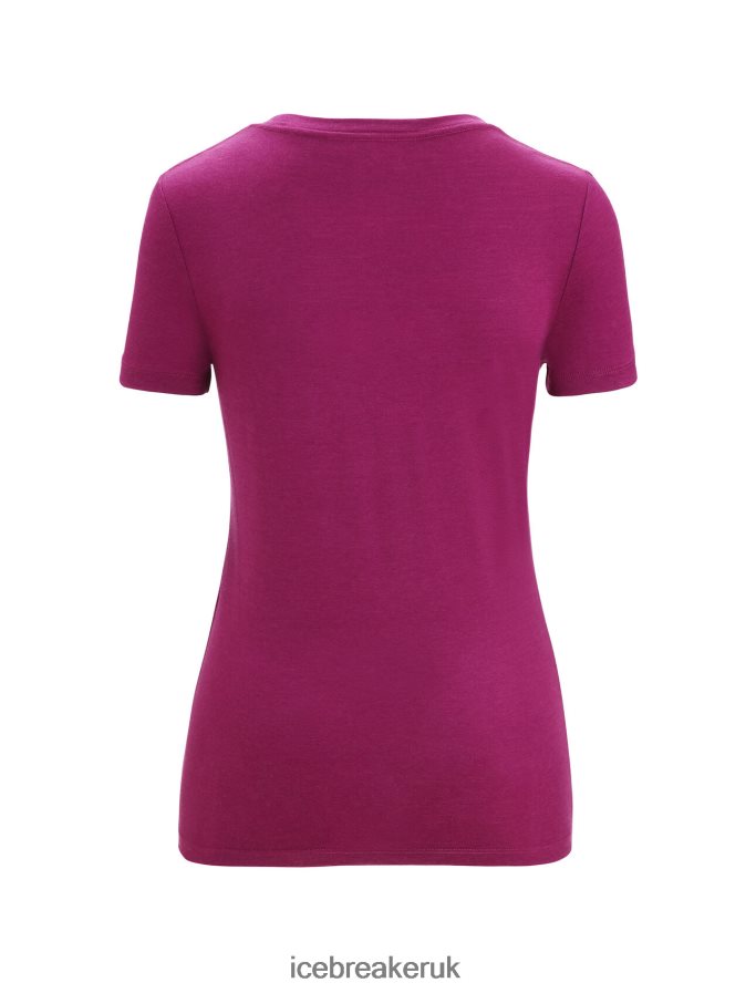 Icebreaker Women Merino Tech Lite II Short Sleeve Scoop T-Shirt Nature Celebration Z04NXR631 Clothing Go Berry - Image 5