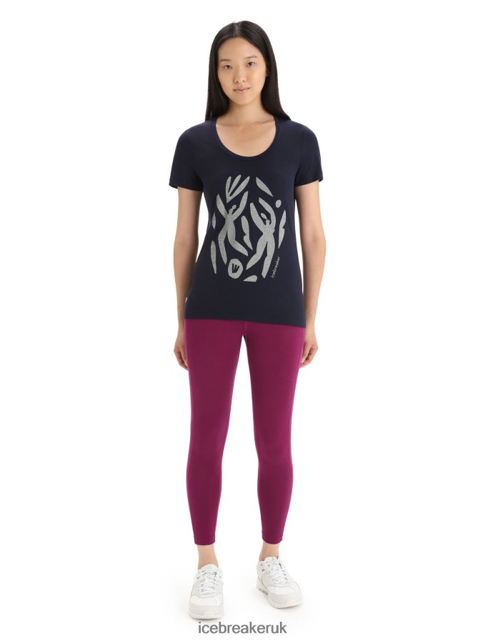 Icebreaker Women Merino Tech Lite II Short Sleeve Scoop T-Shirt Nature Celebration Z04NXR632 Clothing Midnight Navy - Image 3