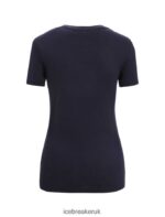 Icebreaker Women Merino Tech Lite II Short Sleeve Scoop T-Shirt Nature Celebration Z04NXR632 Clothing Midnight Navy - Image 5