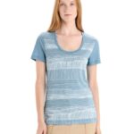 Icebreaker Women Merino Tech Lite II Short Sleeve Scoop T-Shirt Reflection Lines Z04NXR627 Clothing Astral Blue
