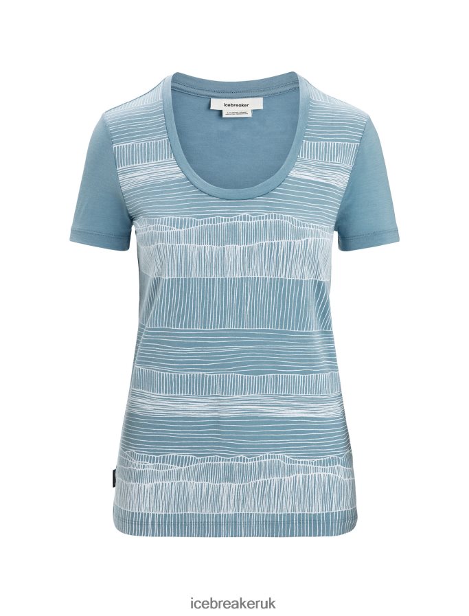 Icebreaker Women Merino Tech Lite II Short Sleeve Scoop T-Shirt Reflection Lines Z04NXR627 Clothing Astral Blue - Image 5