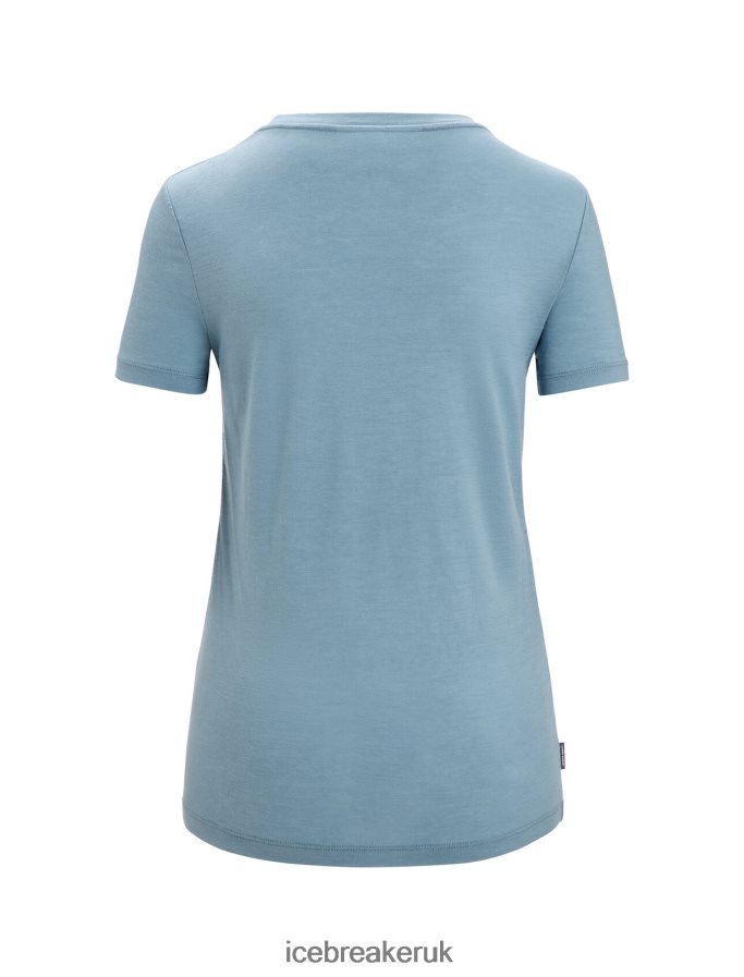 Icebreaker Women Merino Tech Lite II Short Sleeve Scoop T-Shirt Reflection Lines Z04NXR627 Clothing Astral Blue - Image 6