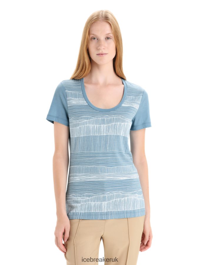 icebreaker_women_merino_tech_lite_ii_short_sleeve_scoop_t_shirt_reflection_lines_z04nxr627_clothing_astral_blue.jpg Icebreaker Women Merino Tech Lite II Short Sleeve Scoop T-Shirt Reflection Lines Z04NXR627 Clothing Astral Blue - Image 1