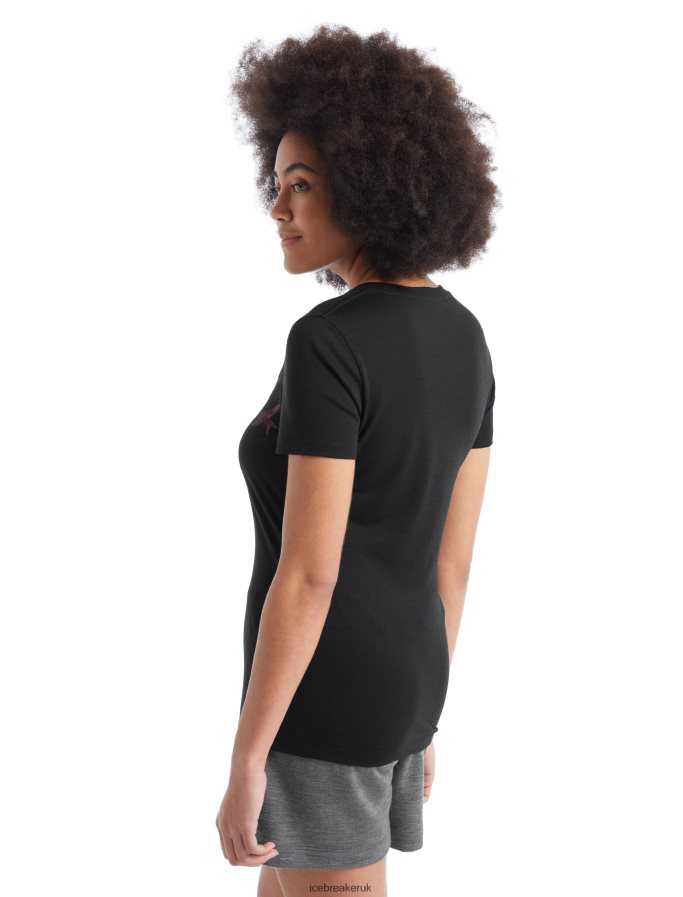 Icebreaker Women Merino Tech Lite II Short Sleeve Scoop T-Shirt Swarming Shapes Z04NXR925 Clothing Black - Image 3