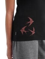 Icebreaker Women Merino Tech Lite II Short Sleeve Scoop T-Shirt Swarming Shapes Z04NXR925 Clothing Black - Image 5