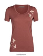 Icebreaker Women Merino Tech Lite II Short Sleeve Scoop T-Shirt Swarming Shapes Z04NXR926 Clothing Grape - Image 6