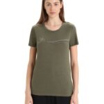 Icebreaker Women Merino Tech Lite II Short Sleeve T-Shirt Cadence Paths Z04NXR633 Clothing Loden