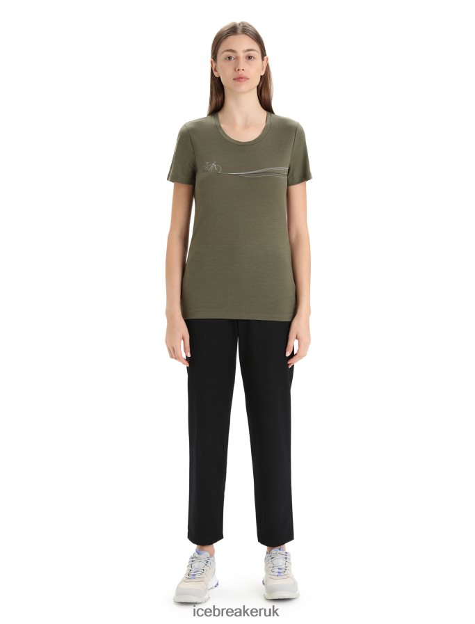 Icebreaker Women Merino Tech Lite II Short Sleeve T-Shirt Cadence Paths Z04NXR633 Clothing Loden - Image 3