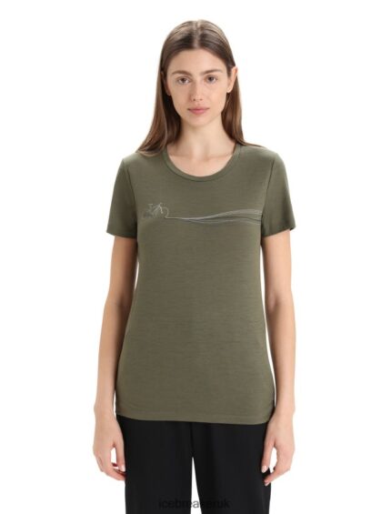 Icebreaker Women Merino Tech Lite II Short Sleeve T-Shirt Cadence Paths Z04NXR633 Clothing Loden