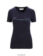 Icebreaker Women Merino Tech Lite II Short Sleeve T-Shirt Cadence Paths Z04NXR634 Clothing Midnight Navy - Image 6