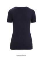 Icebreaker Women Merino Tech Lite II Short Sleeve T-Shirt Cadence Paths Z04NXR634 Clothing Midnight Navy - Image 7