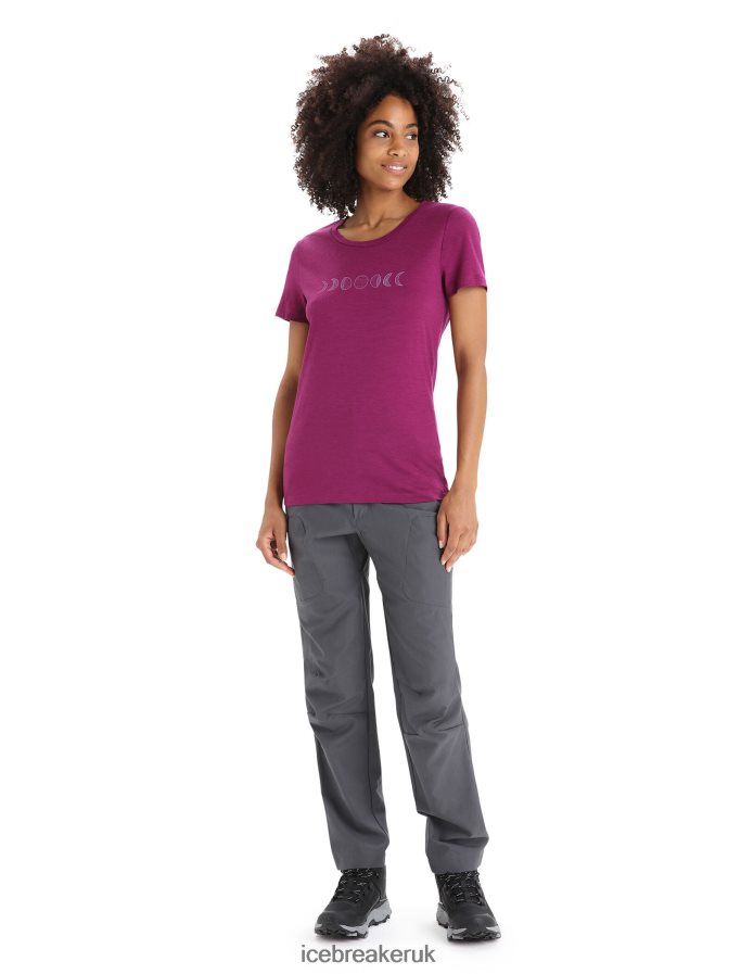 Icebreaker Women Merino Tech Lite II Short Sleeve T-Shirt Moon Phase Z04NXR614 Clothing Go Berry - Image 3