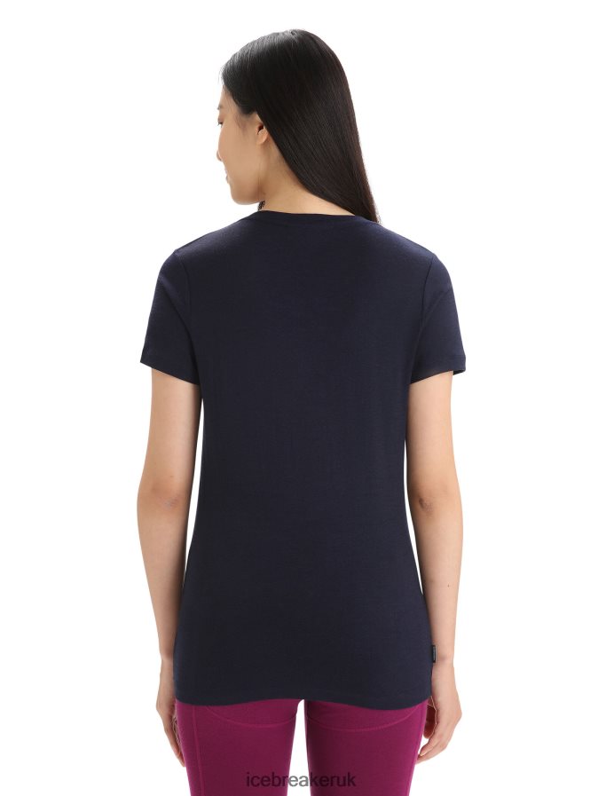 Icebreaker Women Merino Tech Lite II Short Sleeve T-Shirt Moon Phase Z04NXR615 Clothing Midnight Navy - Image 2