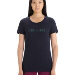 Icebreaker Women Merino Tech Lite II Short Sleeve T-Shirt Moon Phase Z04NXR615 Clothing Midnight Navy
