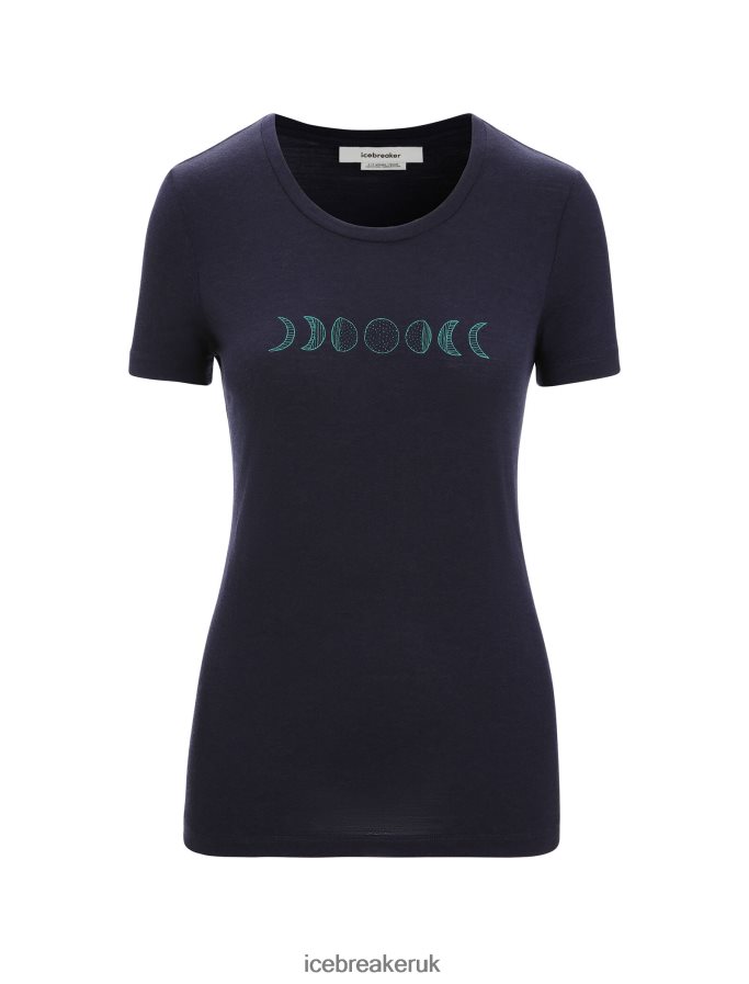Icebreaker Women Merino Tech Lite II Short Sleeve T-Shirt Moon Phase Z04NXR615 Clothing Midnight Navy - Image 6