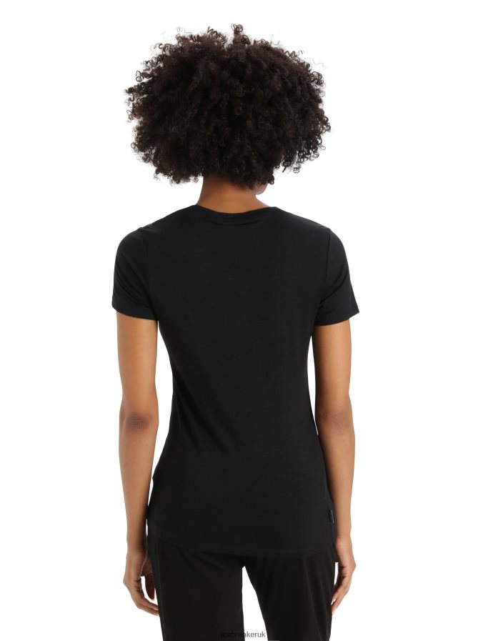 Icebreaker Women Merino Tech Lite II Short Sleeve T-Shirt Mountain Geology Z04NXR629 Clothing Black - Image 2