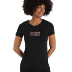Icebreaker Women Merino Tech Lite II Short Sleeve T-Shirt Mountain Geology Z04NXR629 Clothing Black
