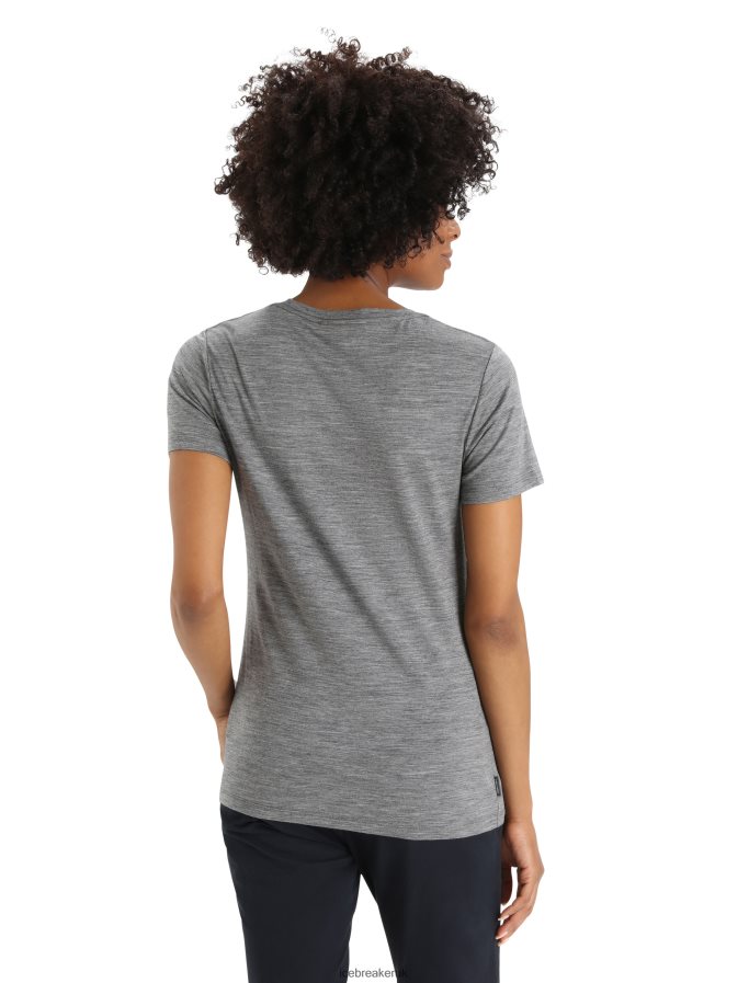 Icebreaker Women Merino Tech Lite II Short Sleeve T-Shirt Mountain Geology Z04NXR630 Clothing Gritstone Heather - Image 2