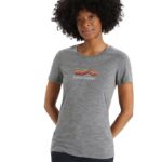 Icebreaker Women Merino Tech Lite II Short Sleeve T-Shirt Mountain Geology Z04NXR630 Clothing Gritstone Heather