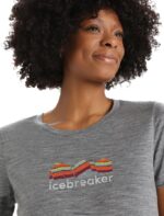 Icebreaker Women Merino Tech Lite II Short Sleeve T-Shirt Mountain Geology Z04NXR630 Clothing Gritstone Heather - Image 4