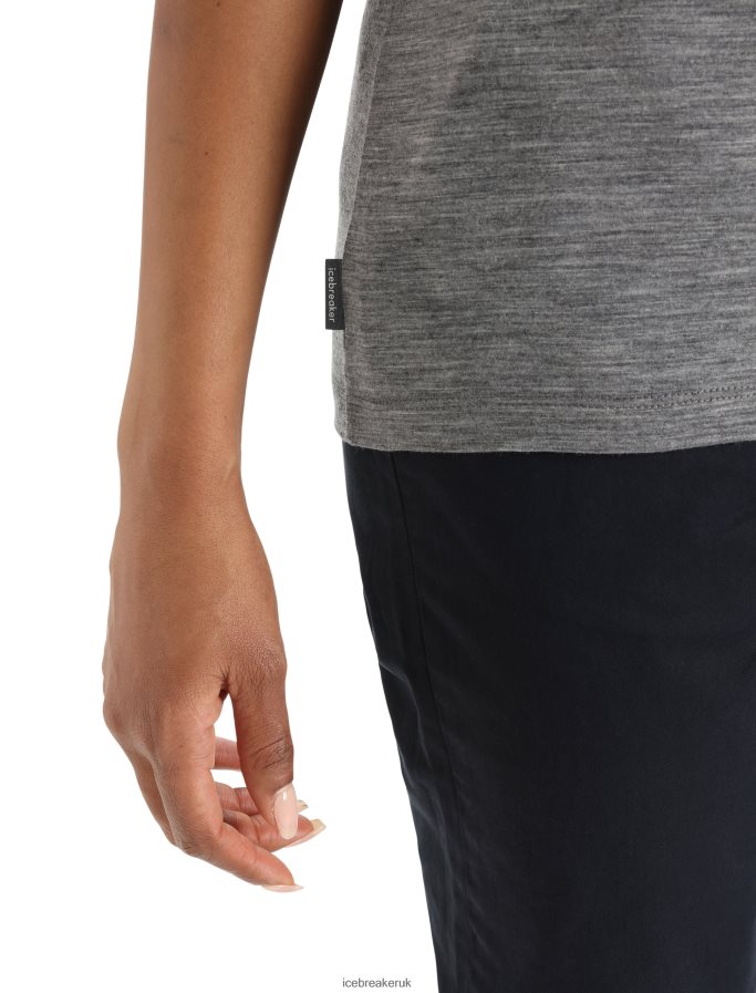 Icebreaker Women Merino Tech Lite II Short Sleeve T-Shirt Mountain Geology Z04NXR630 Clothing Gritstone Heather - Image 5