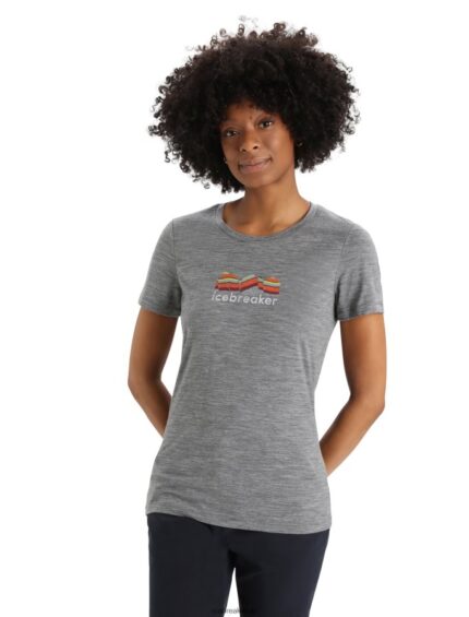 Icebreaker Women Merino Tech Lite II Short Sleeve T-Shirt Mountain Geology Z04NXR630 Clothing Gritstone Heather