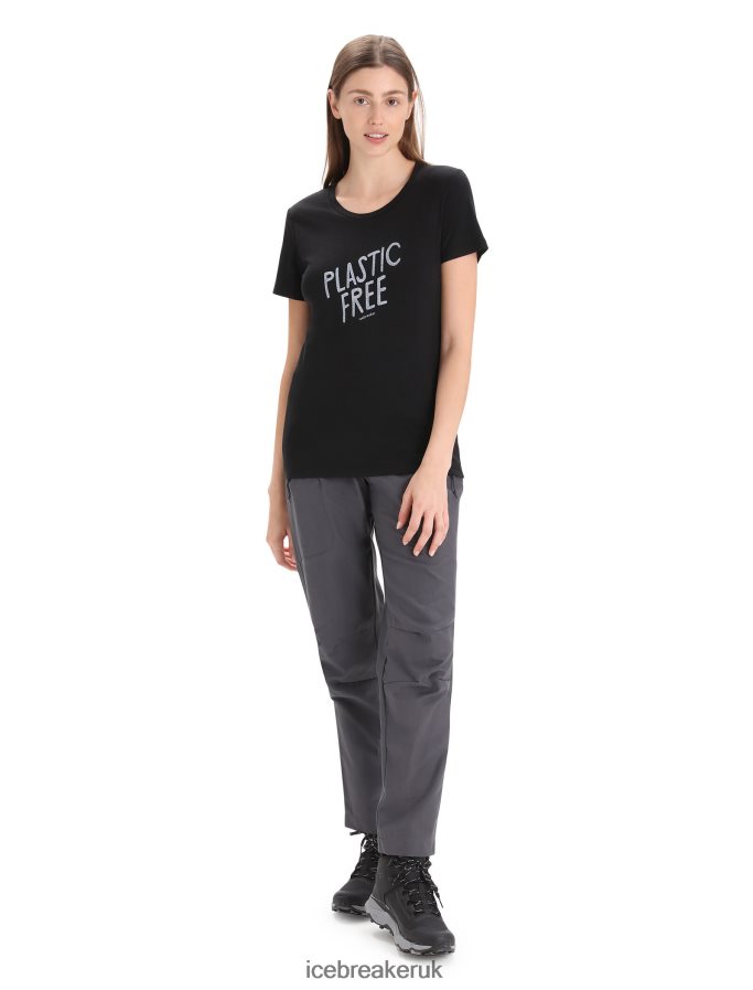 Icebreaker Women Merino Tech Lite II Short Sleeve T-Shirt Natural Z04NXR664 Clothing Black - Image 3