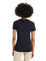 Icebreaker Women Merino Tech Lite II Short Sleeve T-Shirt Ski Stripes Z04NXR896 Clothing Midnight Navy - Image 2