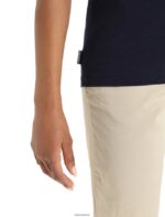 Icebreaker Women Merino Tech Lite II Short Sleeve T-Shirt Ski Stripes Z04NXR896 Clothing Midnight Navy - Image 6
