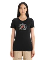 Icebreaker Women Merino Tech Lite II Short Sleeve T-Shirt Spring Run Z04NXR620 Clothing Black