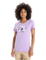 Icebreaker Women Merino Tech Lite II Short Sleeve T-Shirt Spring Run Z04NXR621 Clothing Purple Gaze