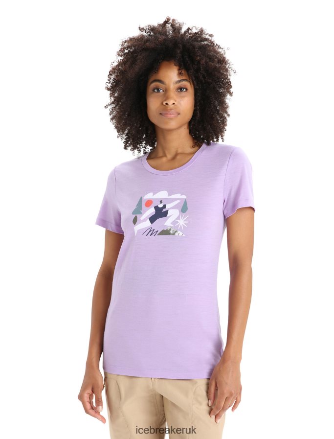 Icebreaker Women Merino Tech Lite II Short Sleeve T-Shirt Spring Run Z04NXR621 Clothing Purple Gaze - Image 1