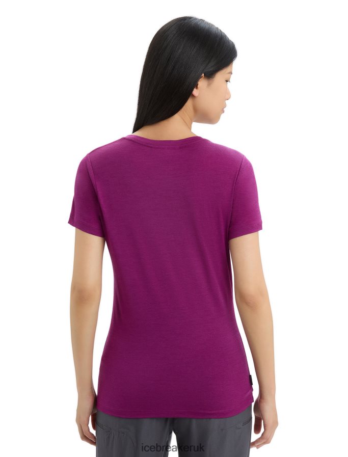 Icebreaker Women Merino Tech Lite II Short Sleeve T-Shirt Springtime Flowers Z04NXR622 Clothing Go Berry - Image 2