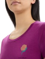 Icebreaker Women Merino Tech Lite II Short Sleeve T-Shirt Springtime Flowers Z04NXR622 Clothing Go Berry - Image 4