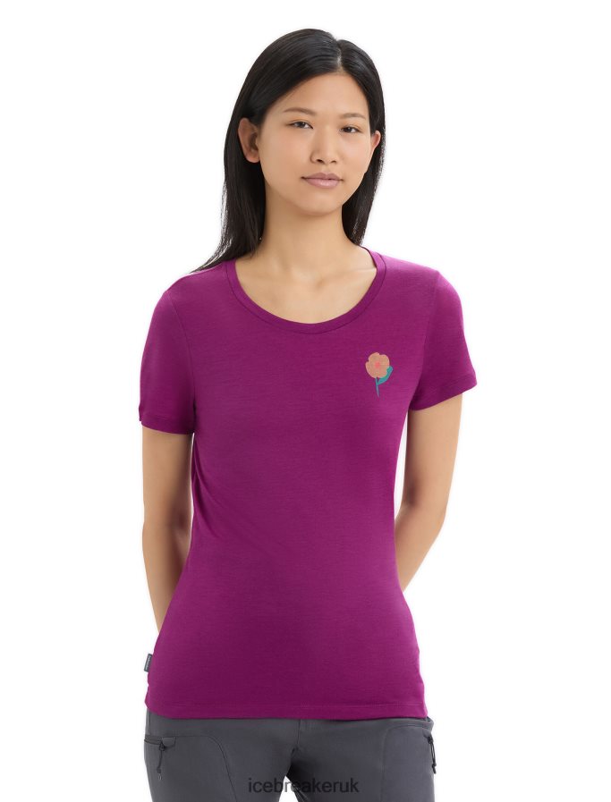 Icebreaker Women Merino Tech Lite II Short Sleeve T-Shirt Springtime Flowers Z04NXR622 Clothing Go Berry - Image 1