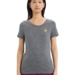Icebreaker Women Merino Tech Lite II Short Sleeve T-Shirt Springtime Flowers Z04NXR623 Clothing Gritstone Heather