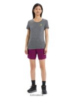 Icebreaker Women Merino Tech Lite II Short Sleeve T-Shirt Springtime Flowers Z04NXR623 Clothing Gritstone Heather - Image 3