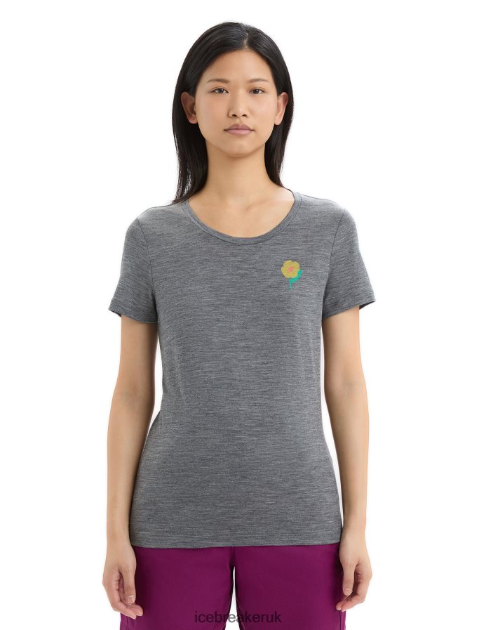 icebreaker_women_merino_tech_lite_ii_short_sleeve_t_shirt_springtime_flowers_z04nxr623_clothing_gritstone_heather.jpg Icebreaker Women Merino Tech Lite II Short Sleeve T-Shirt Springtime Flowers Z04NXR623 Clothing Gritstone Heather - Image 1