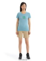 Icebreaker Women Merino Tech Lite II Short Sleeve T-Shirt Wildflower Bloom Z04NXR645 Clothing Astral Blue - Image 3